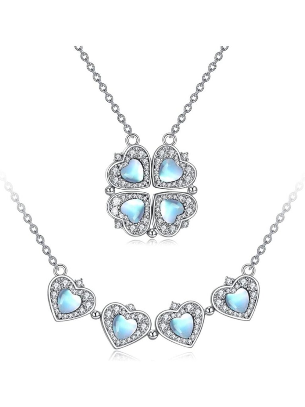 Sterling Silver Lucky Clover Heart Necklace - Elegant Women's Jewelry Gift